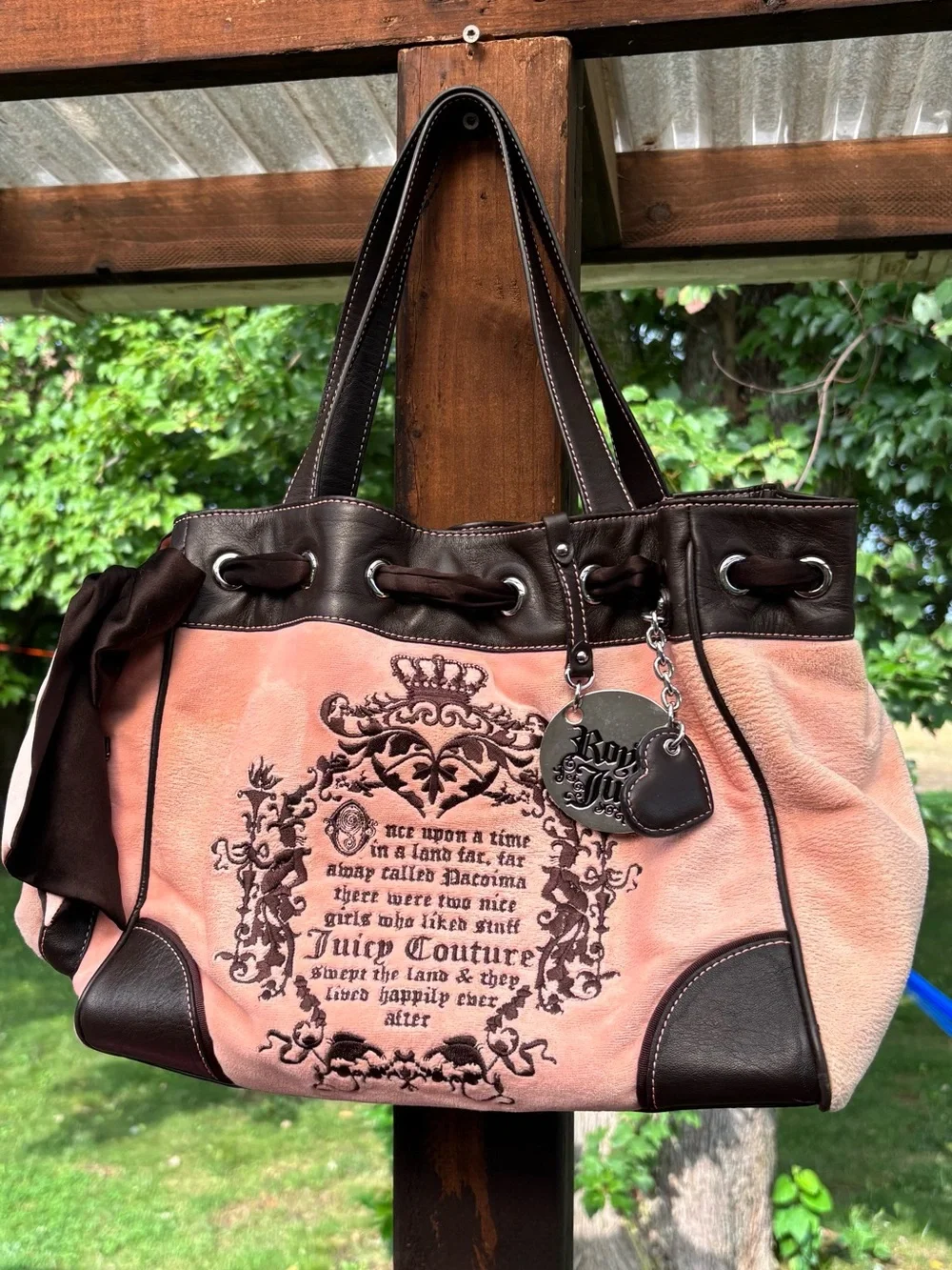 Y2K (2008 ) RARE Juicy Couture Pink and Brown Tote Bag